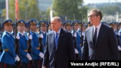 Erdoanu je priređen svečani doček ispred Palate "Srbija" (7. septembar 2022)