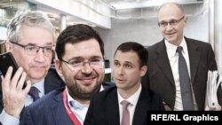 Олег Добродеев с сыном Борисом, Сергей Кириенко с сыном Владимиром. Коллаж