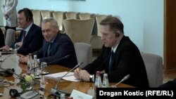 Ruski ministar zdravlja Mihail Muraško (prvi desno) na sastanku sa premijerkom Srbije Anom Brnabić u Beogradu, 29. januar 2023.