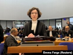 Advokatica udruženja žena iz Švicarske Jessica Simor uoči obraćanja sudijama Evropskog suda za ljudska prava u Strazburu, Francuska, 29. marta 2023.