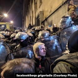 ლაზარე გრიგორიადისი ერთ-ერთ აქციაზე, 2018 წელი