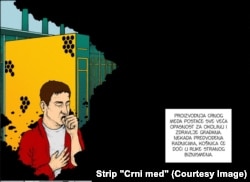 "Stvaranje crnog meda gušilo je i trovalo kako radnike fabrike, tako i okolno stanovništvo", piše u stripu.