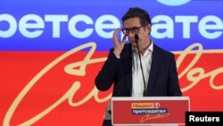 Kandidat Socijaldemokratskog saveza Makedonije, aktuelni predsednik Severne Makedonije Stevo Pendarovski