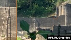სოფელ ტყაიაში ბეტონის კედლებზე მიყუდებულია კიბეები, რომლებსაც ადამიანები ოკუპირებულ ტერიტორიაზე მოსახვედრად იყენებენ.