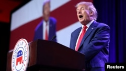 Trump na predizbornom skupu za republikanskog predsjedničkog kadidata, Ajova, juli 2023.