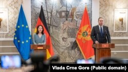 Ministri vanjskih poslova Njemačke i Crne Gore Analena Berbok i Filip Ivanović, Podgorica, 4. marta 2024.