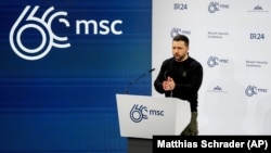 Ukrajinski predsjednik Volodimir Zelenski drži govor na Minhenskoj sigurnosnoj konferenciji u Minhenu 17. februara 2024.