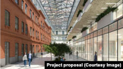 პროექტის კომპიუტერული რენდერი: აბრეშუმის ფაბრიკის განახლებული შენობა