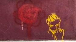 ლაზარე გრიგორიადისის მხარდამჭერი სტენსილი თბილისში, ბარნოვის ქუჩაზე 