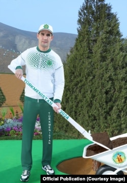 Slika objavljena 18. marta na kojoj turkmenistanski predsjednik Serdar Berdimuhamedov promiče napore svoje zemlje u pogledu sadnje drveća.