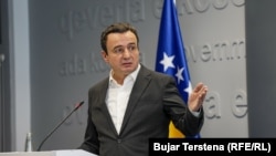 Premijer Kosova Aljbin Kurti na konferenciji za novinare u Prištini, 24. septembar 2023.
