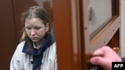 Darya Trepova attends a court hearing in Moscow in April.