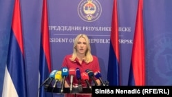 Željka Cvijanović, članica Predsjedništva BiH na konferenciji za novinare, Banjaluka, 21. juli 2023. 