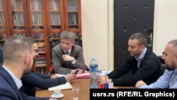 Arno Gujonu na sastanku sa predstavnicima Udruženja studenata iz Republike Srpske u Srbiji, februar 2022.