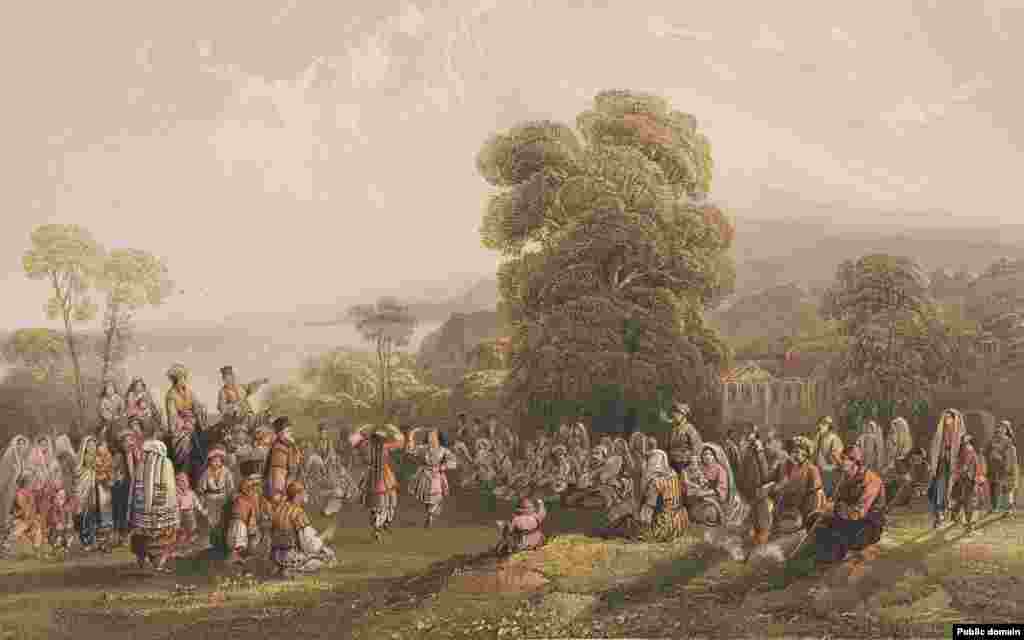 Krimski Tatari plešu u Masandri, na jugu Krima. Na poluostrvu Krim 1853. je izbio rat između Rusije i saveza Otomanskog carstva, Britanije, Francuske i Sardinije, što je izazvalo veliko interesovanje javnosti za taj malo poznat region.