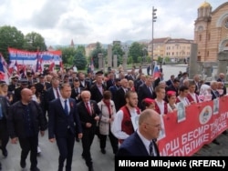 Na čelu marša 'Besmrtnog puka' bio je Milorad Dodik, predsjednik Republike Srpske
