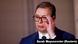 Predsednik Srbije Aleksandar Vučić u Jelisejskoj palati u Parizu, Francuska, 8. aprila 2024.