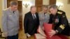 Russian President Vladimir Putin (second left) in a photo from 2018 with Igor Kostyukov (right), head of the GRU military intelligence agency.