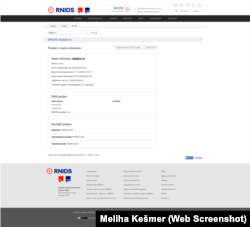 Podaci o domeni "vladars.rs" i hosting kompaniji iz Srbije.