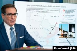 Portparol Bele kuće Džon Kirbi na konferenciji za novinare na kojoj je rekao da je Severna Koreja isporučila Rusiji balističke rakete, 4. januar 2024.
