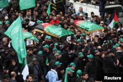 Sahrana Arourija i njegovih oficira koji su ubijeni u eksploziji u Bejrutu, 4. januar 2024.