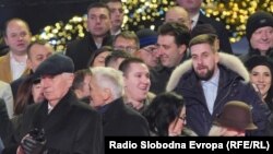 Danilo Vučić (sredina fotografije), sin predsjednika Srbije Aleksandra Vučića, prisutan je u Banjaluci na defileu povodom Dana RS, 9. januar 2024.