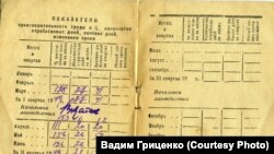 "Зачетная книжка" заключенного Кондратьева