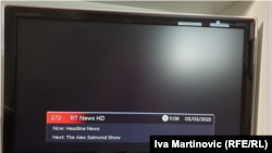 Ruski državni kanal Russia Today bez signala kod kablovskih operatora u Srbiji, nakon što je isključen signal sa satelita u Evropskoj uniji, 3. mart 2022.