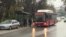 People at the bus stop entering in a bus in Skopje North Macedonia