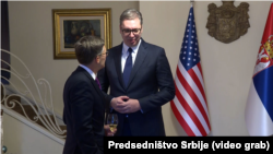 Derek Šole sa Aleksandrom Vučićem u Beogradu, januar 2023. 