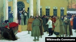  "Освобождение крестьян (Чтение манифеста)". Художник Борис Кустодиев