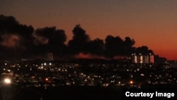 Пожар на нефтенакопителе в Курской области