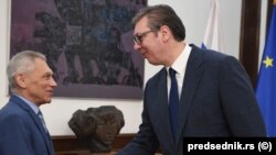 Ruski ambasador Aleksandar Bocan-Harčenko sa predsednikom Srbije Aleksandrom Vučićem u Beogradu 24. oktobra 2022.