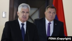 Predsjednik HDZ-a BiH Dragan Čović i SNSD-a Milorad Dodik, Istočno Sarajevo, 29. oktobar 2021.