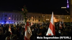 Opposition protesters rally in Tbilisi in support of Mikheil Saakashvili last week.