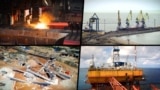 Добыча полезных ископаемых в Крыму, порт и металлургия. Коллаж