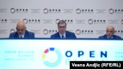 Albanski premijer Edi Rama, predsjednik Srbije Aleksandar Vučić i makedonski premijer Dimitar Kovačevski na samitu u okviru Otvorenog Balkana, Beograd, Srbija, 2. septembar 2022.