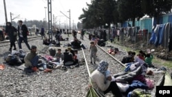Izbeglice u kampu Idomeniju, 1. mart 2016.