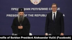 Predsednik Srbije Aleksandar Vučić na sastanku sa patrijarhom srpskim Porfirijem 