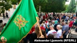 Sa protesta u Podgorici protiv Temeljnog ugovora između Vlade Crne Gore i SPC, 4. jul 2022.