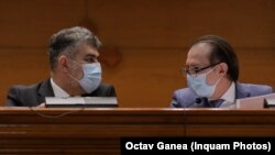 Liderii Coaliției nu au ajuns la un acord privind măsurile economice și sociale care ar trebui rapid implementate. Imagine din Parlament cu Marcel Ciolacu, președintele PSD, și Florin Cîțu, președintele PNL (dreapta).