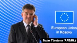 Miroslav Lajčak, izaslanik EU za dijalog Kosova i Srbije, tokom konferencije za novinare 1. juna 2021. u sedištu EU u Briselu.