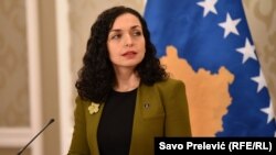 Vjosa Osmani na jednoj od konferencija za medije u februaru 2023. godine