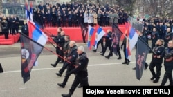 Članovi ruskog moto kluba "Noćni vukovi" na defileu povodom Dana Republike Srpske u Banjaluci, 9. januar 2022.