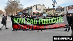 Protest građana i ekoloških organizacija protiv projekta rudnika litijuma "Jadar", Novi Sad, 3. januar 2022.