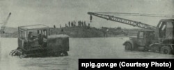 გაზსადენის მშენებლობა მდინარე მტკვარზე. ჟურნალი "დროშა" 1959 წ. N12