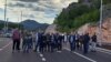 Citizens of Cetinje protesting and blocking the Cetinje - Podgorica road