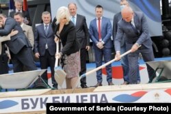 Potpredsednica Vlade Srbije i ministarka rudarstva i energetike Zorana Mihajlović na mjestu polaganja kamena temeljca za izgradnju HE "Buk Bijela", 17. maja 2021.