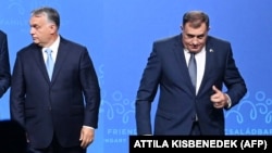 Viktor Orban (lijevo), mađarski premijer, i Milorad Dodik (desno), predsjednik bh. entiteta Republika Srpska; Mađarska, septembar 2021.