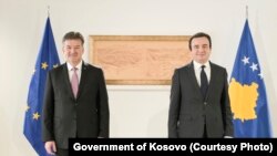 Miroslav Lajčak i Aljbin Kurti u Prištini, jun 2022.